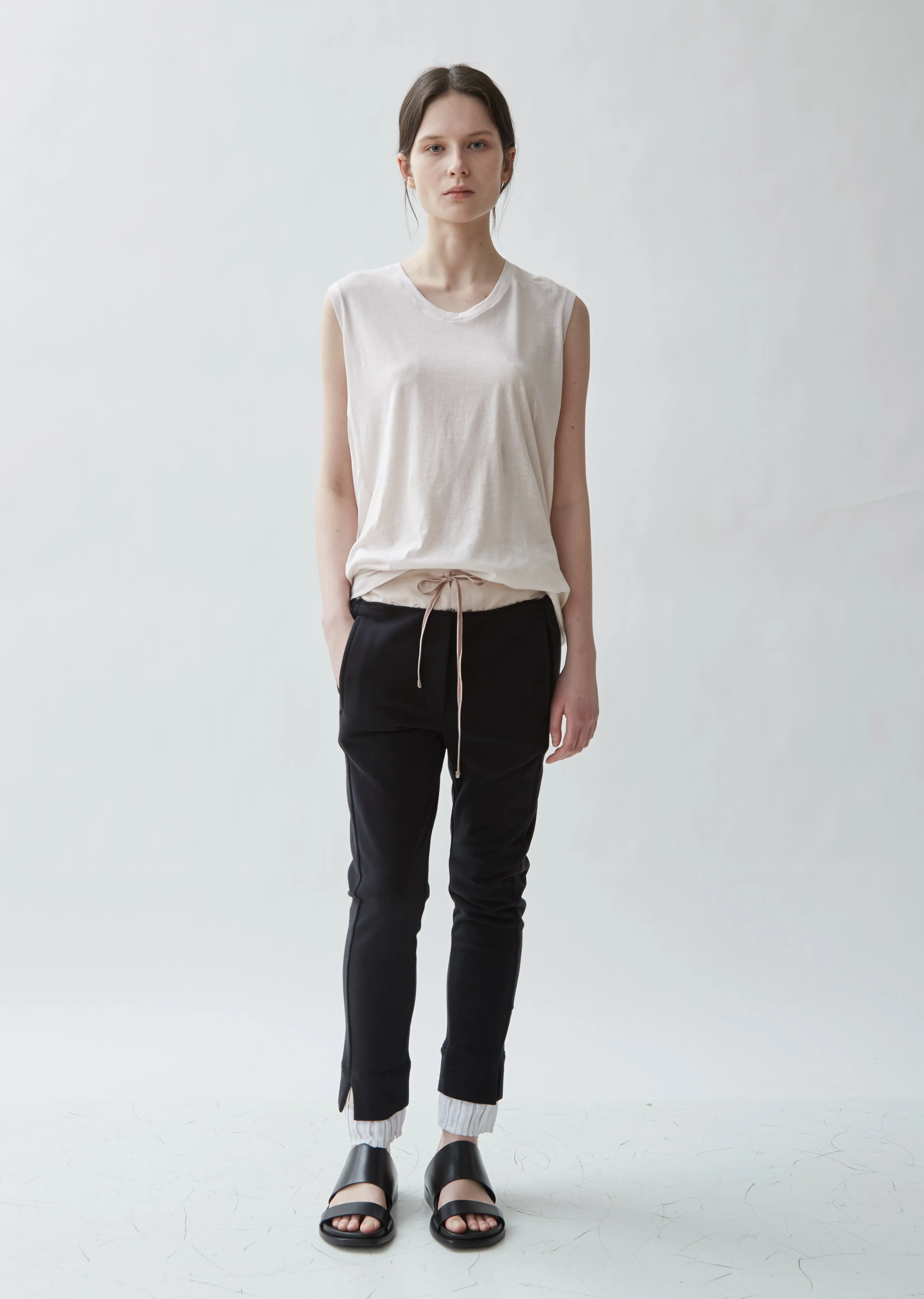 Plisse Trim Cotton Sweatpants