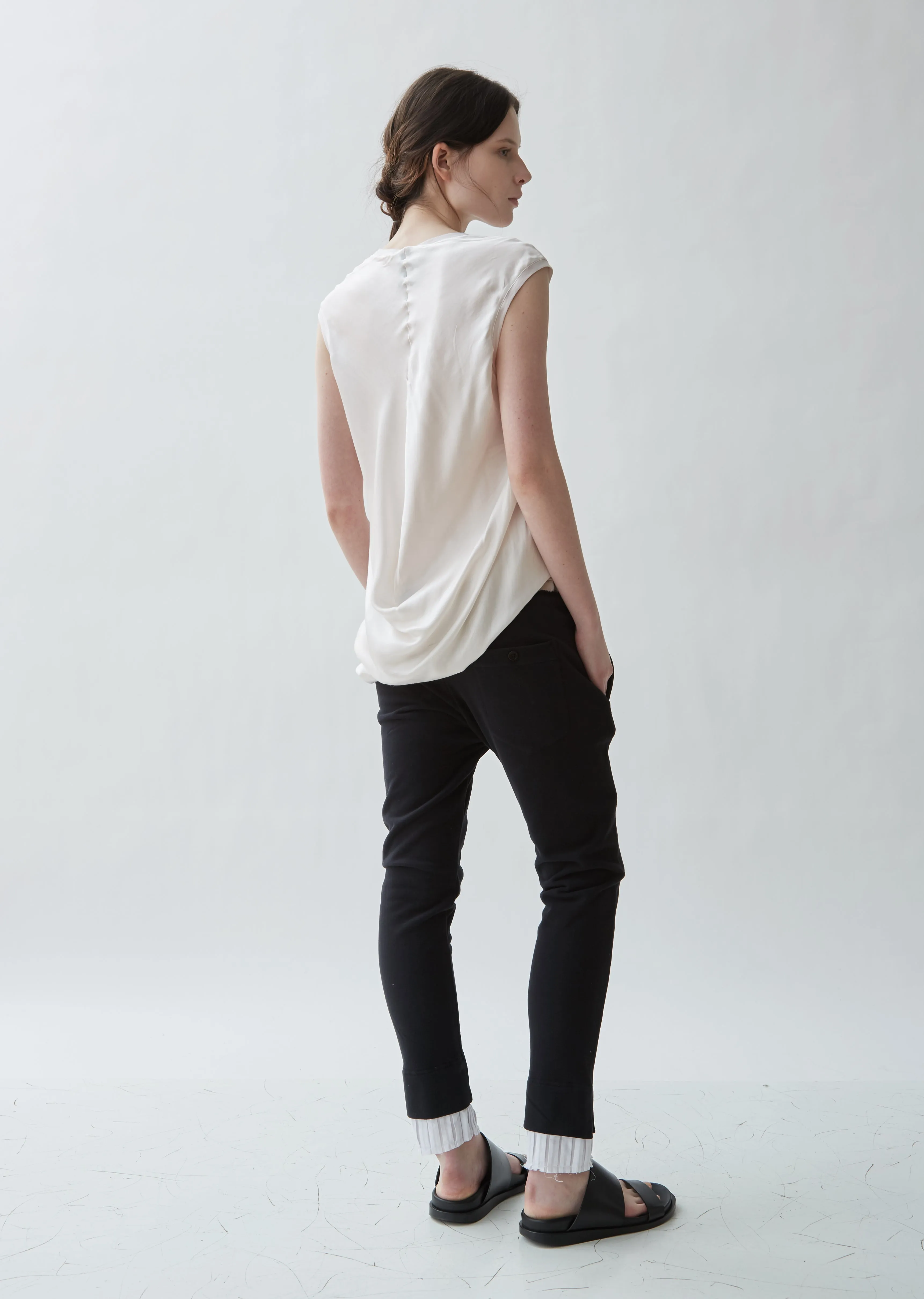 Plisse Trim Cotton Sweatpants
