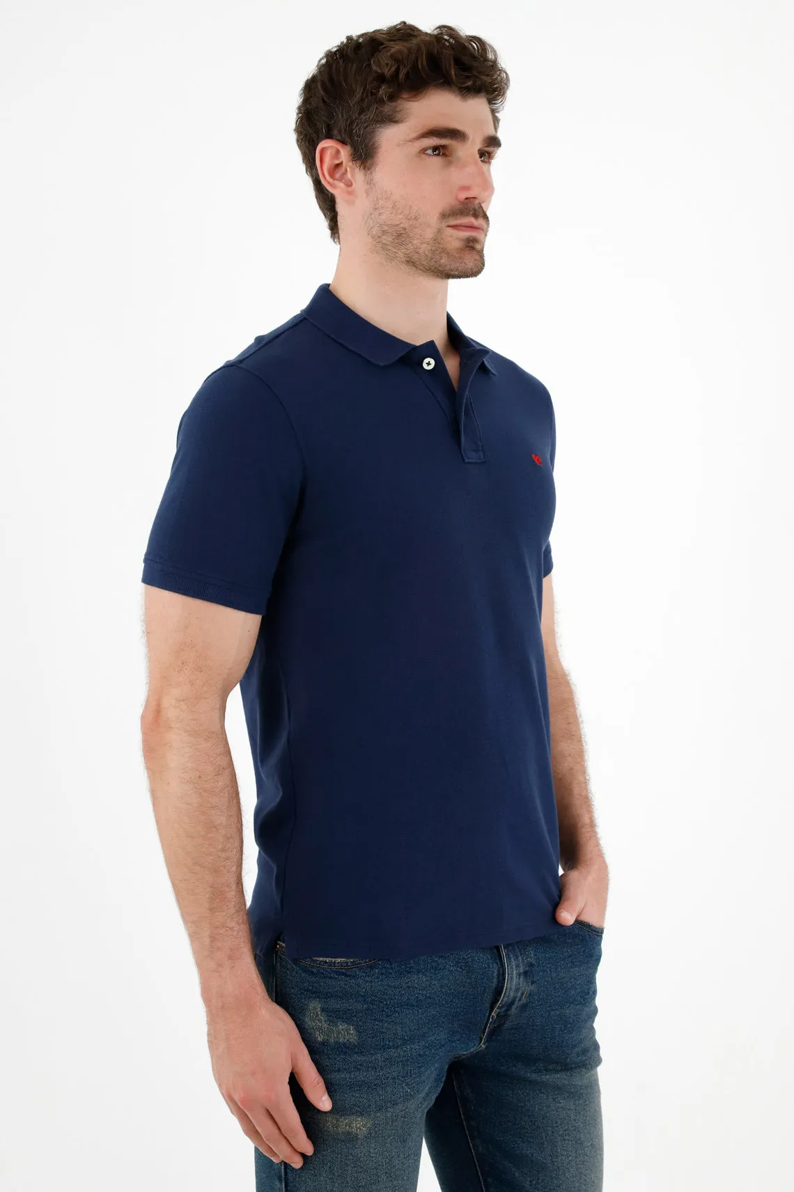 Polo azul raqueta malla para hombre