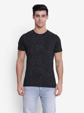 Printed Black Crew Neck Men T-Shirt for Men