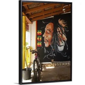 "Bob Marley mural at Blazer on the Bay bar and restaurant" Black Float Frame Canvas Art