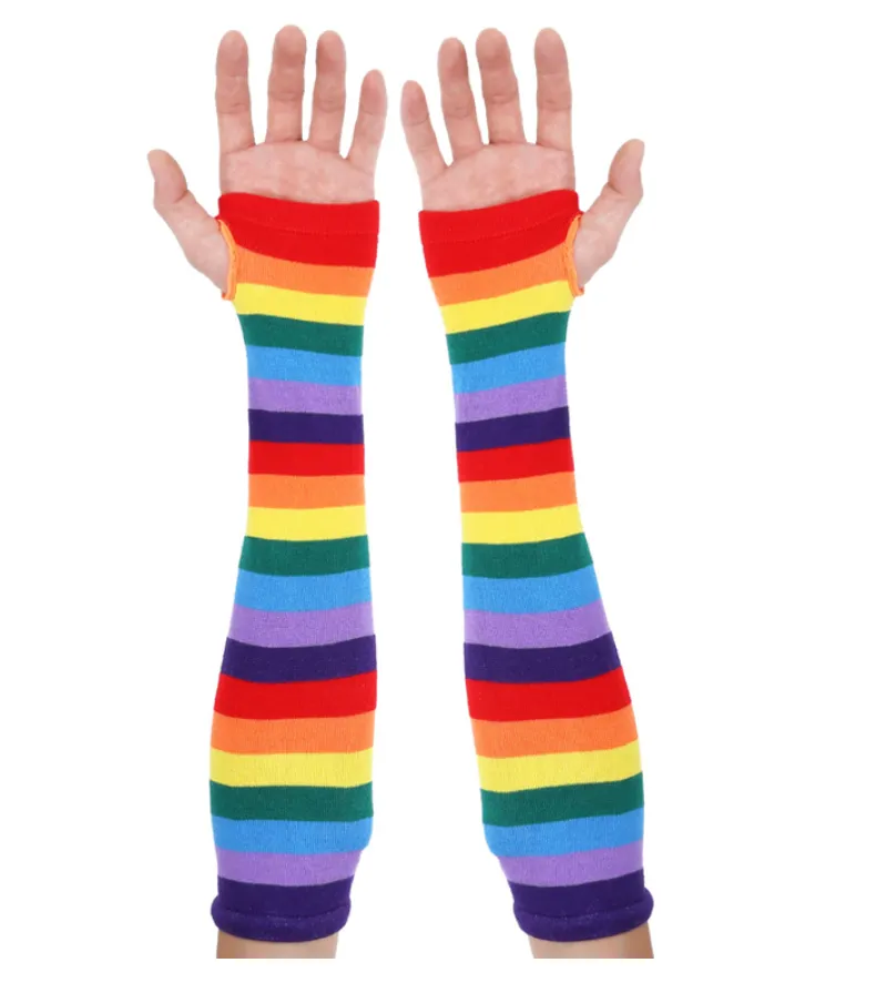 Rainbow Fingerless Gloves