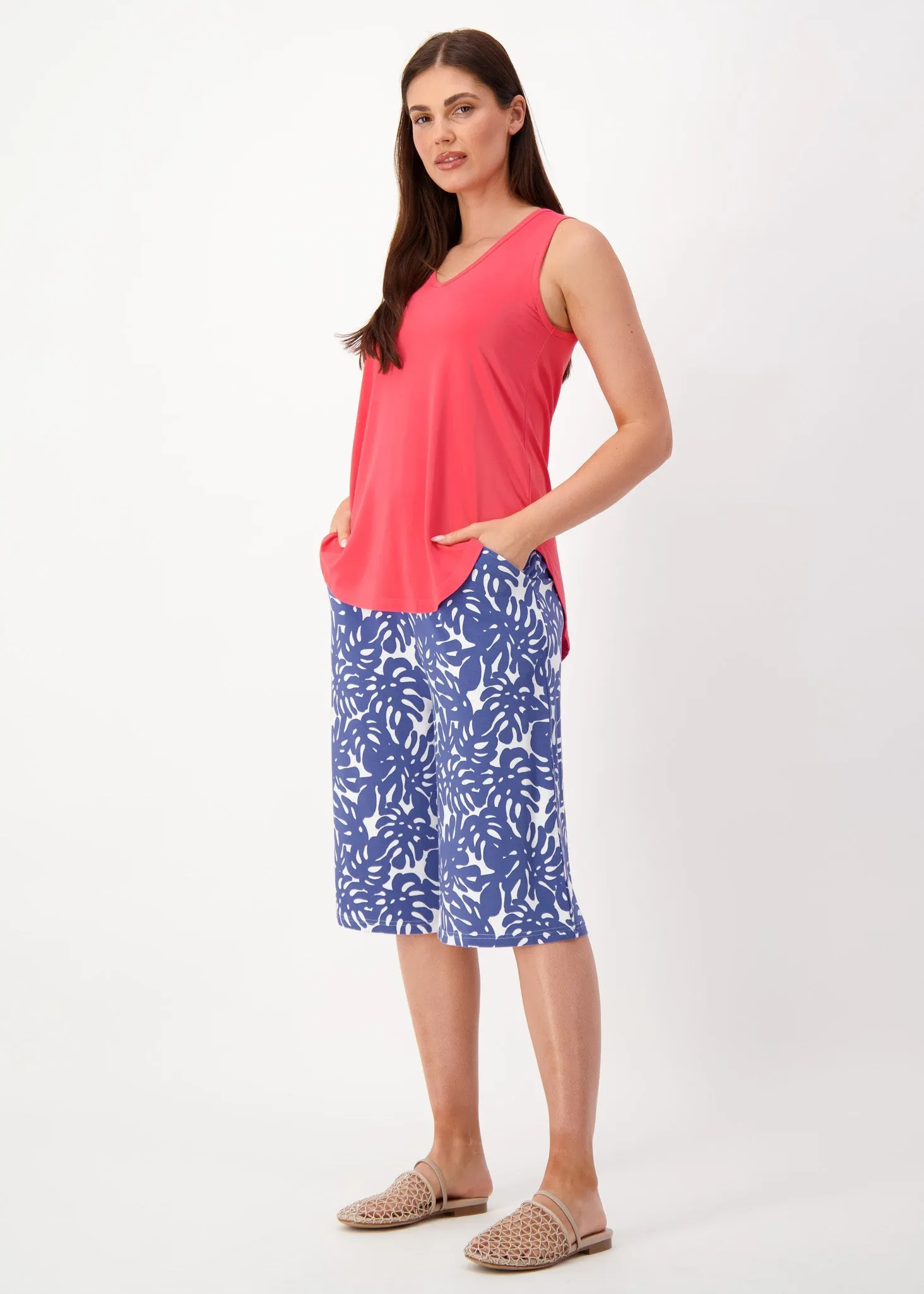Rihanna V-Neck Bamboo Tank Top - Berry