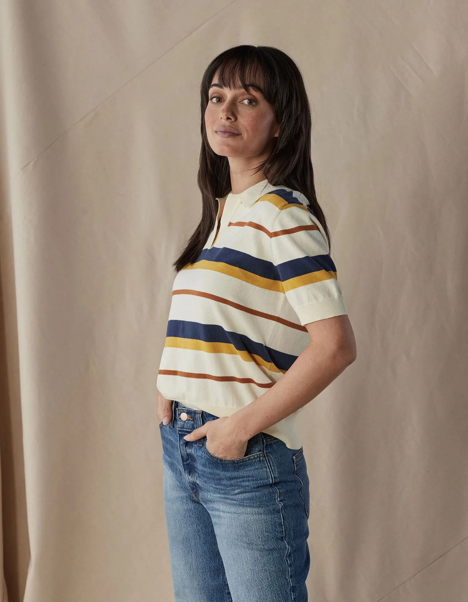 Robles Polo Top in Retro Camp Stripe