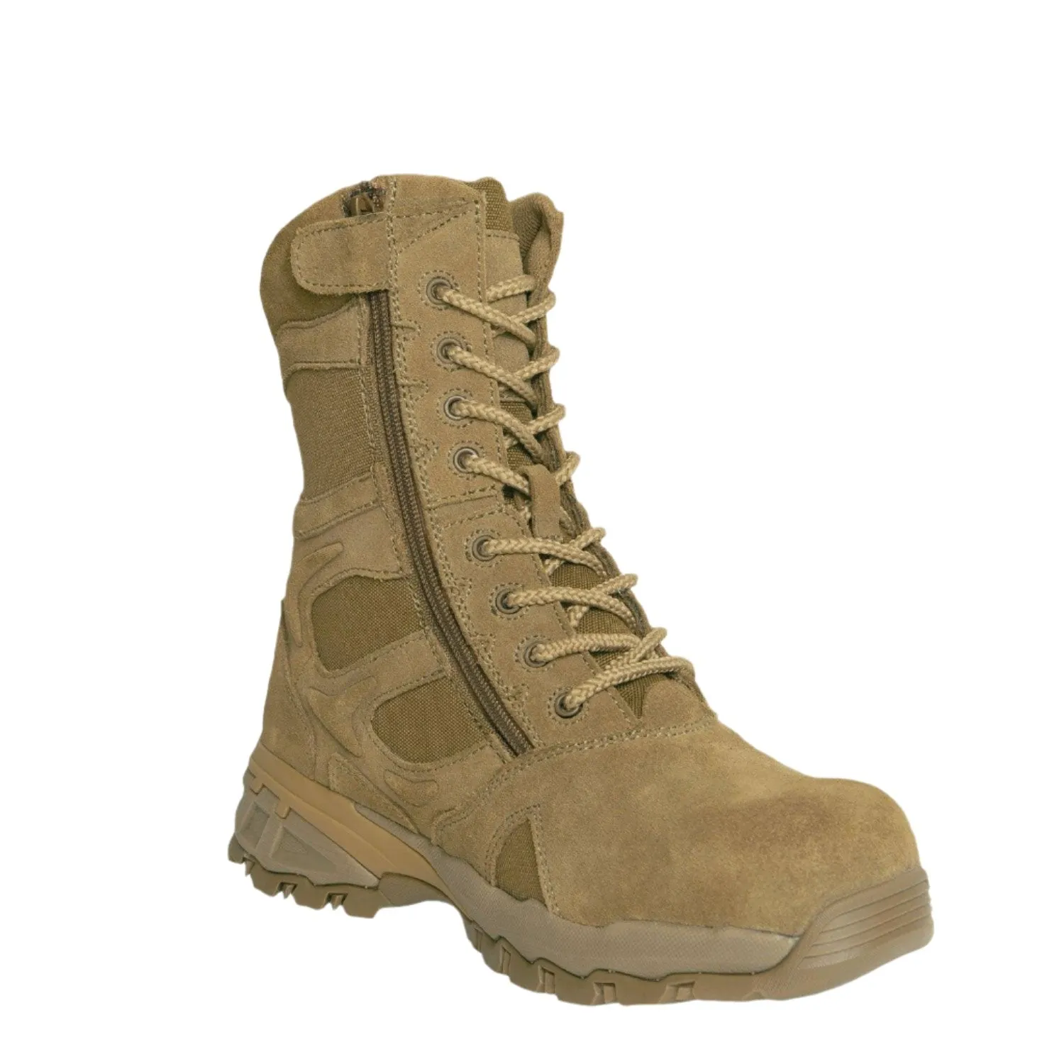 Rothco Forced Entry Composite Toe AR 670-1 Coyote Brown Side Zip Tactical Boot - 8 Inch
