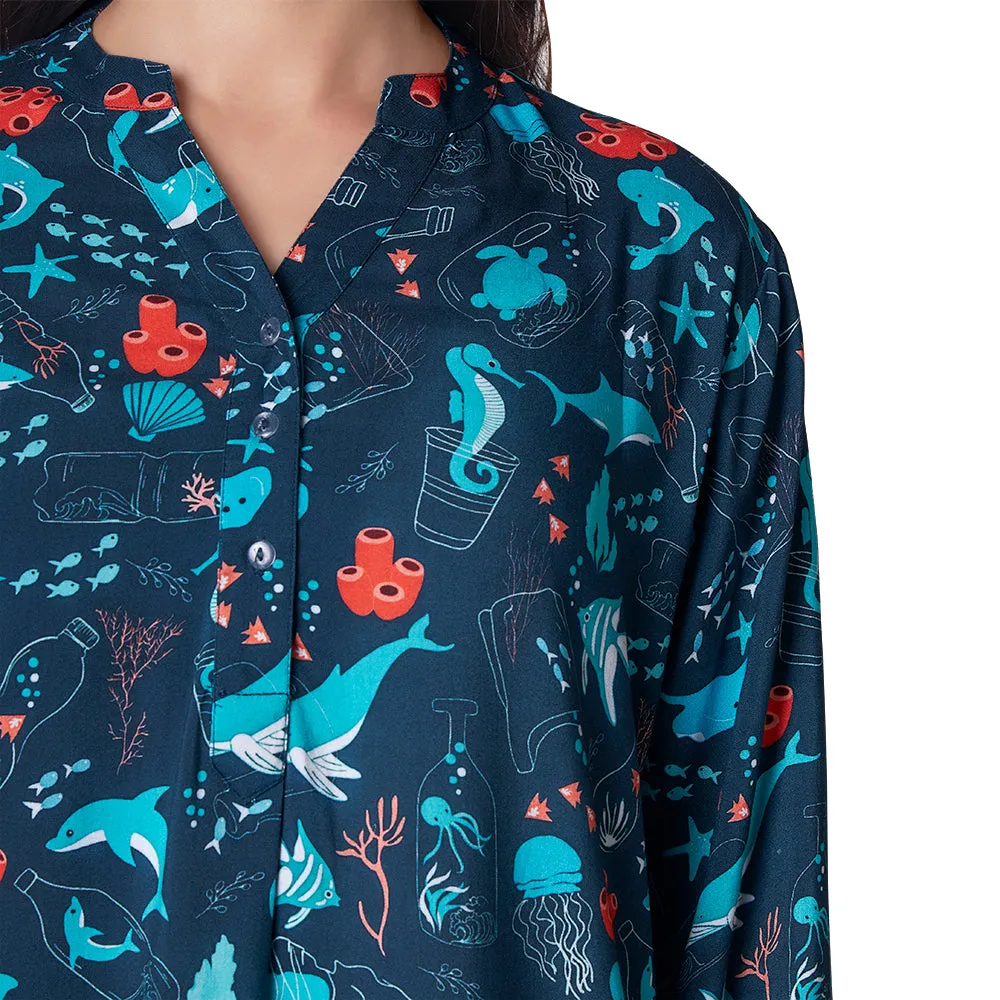 Save the Ocean Long Sleeve Tunic Top [FINAL SALE]