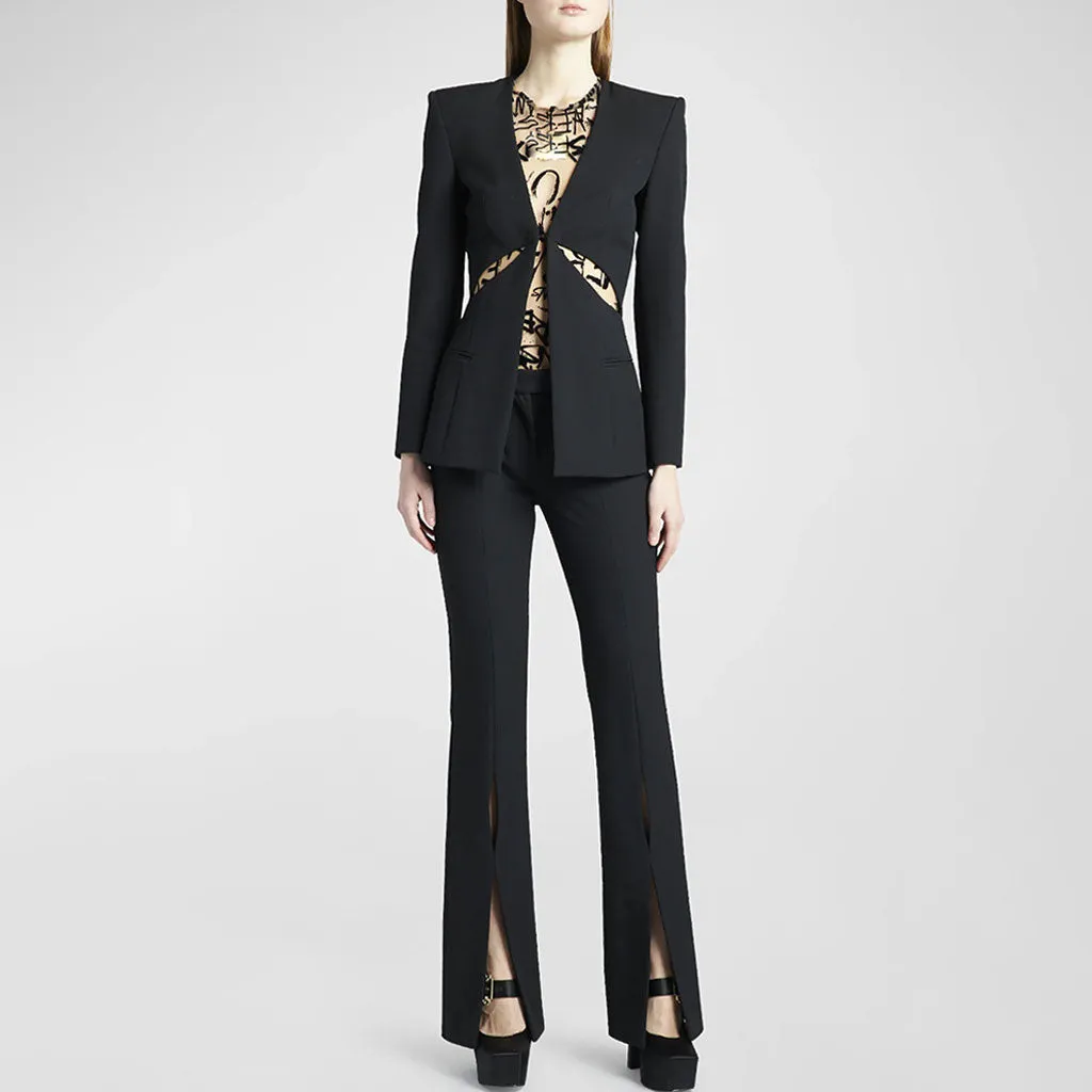 Sexy Split Leg Single Breasted Long Sleeve Tailored CutOut Blazer Matching Set