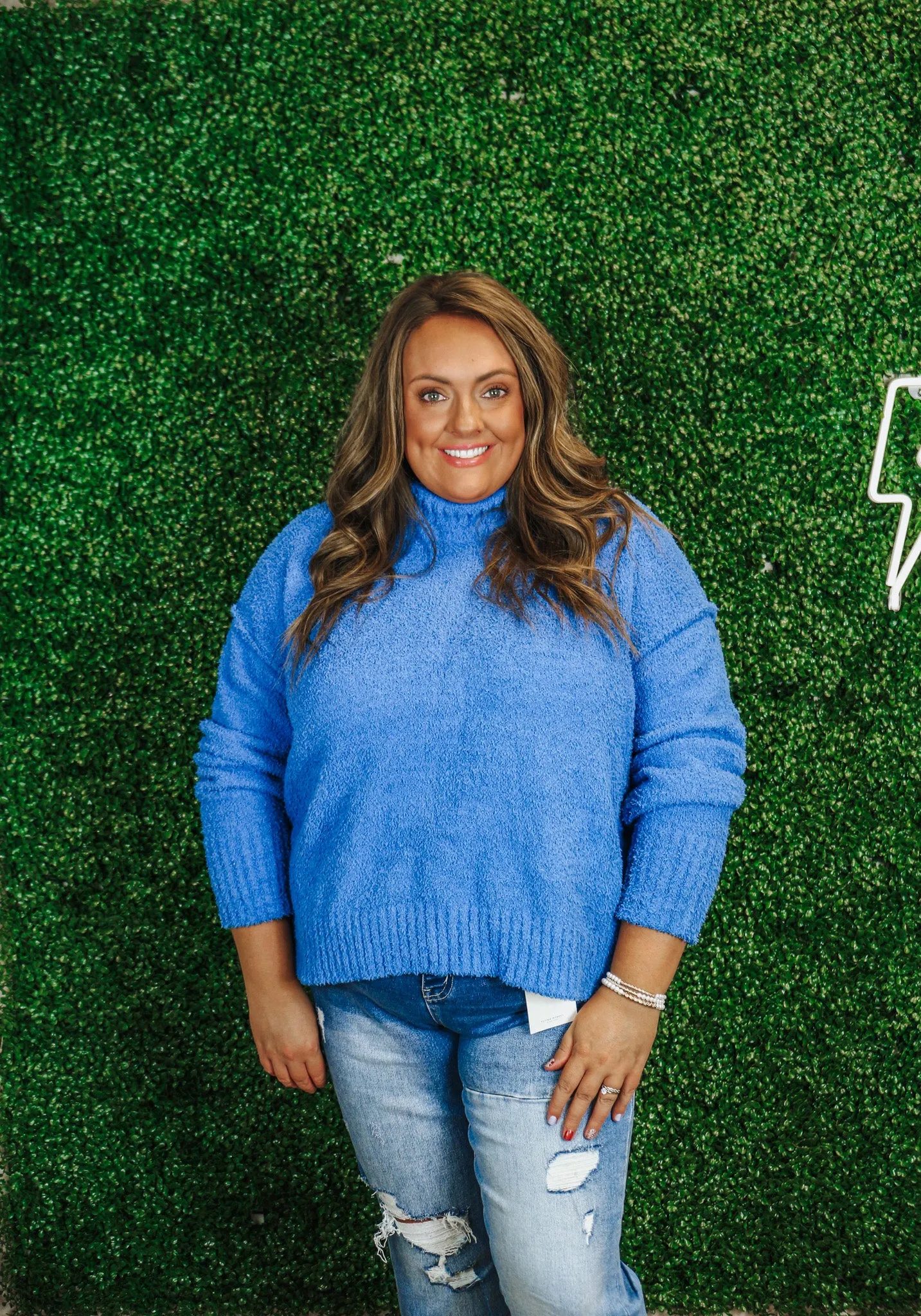 Strolling Through Town Cobalt Blue Sweater