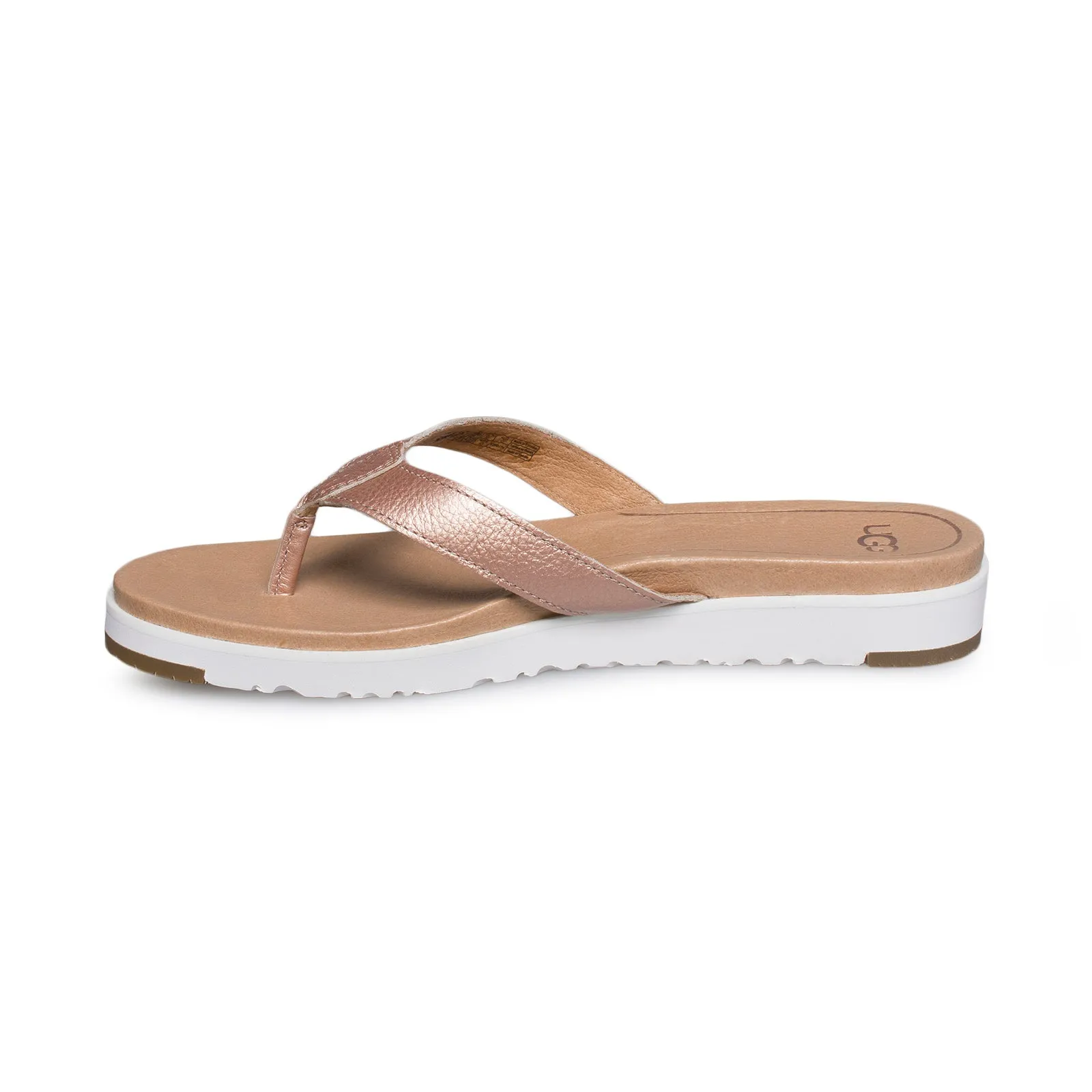 UGG Lorrie Metallic Rose Gold Flip Flops - Women's