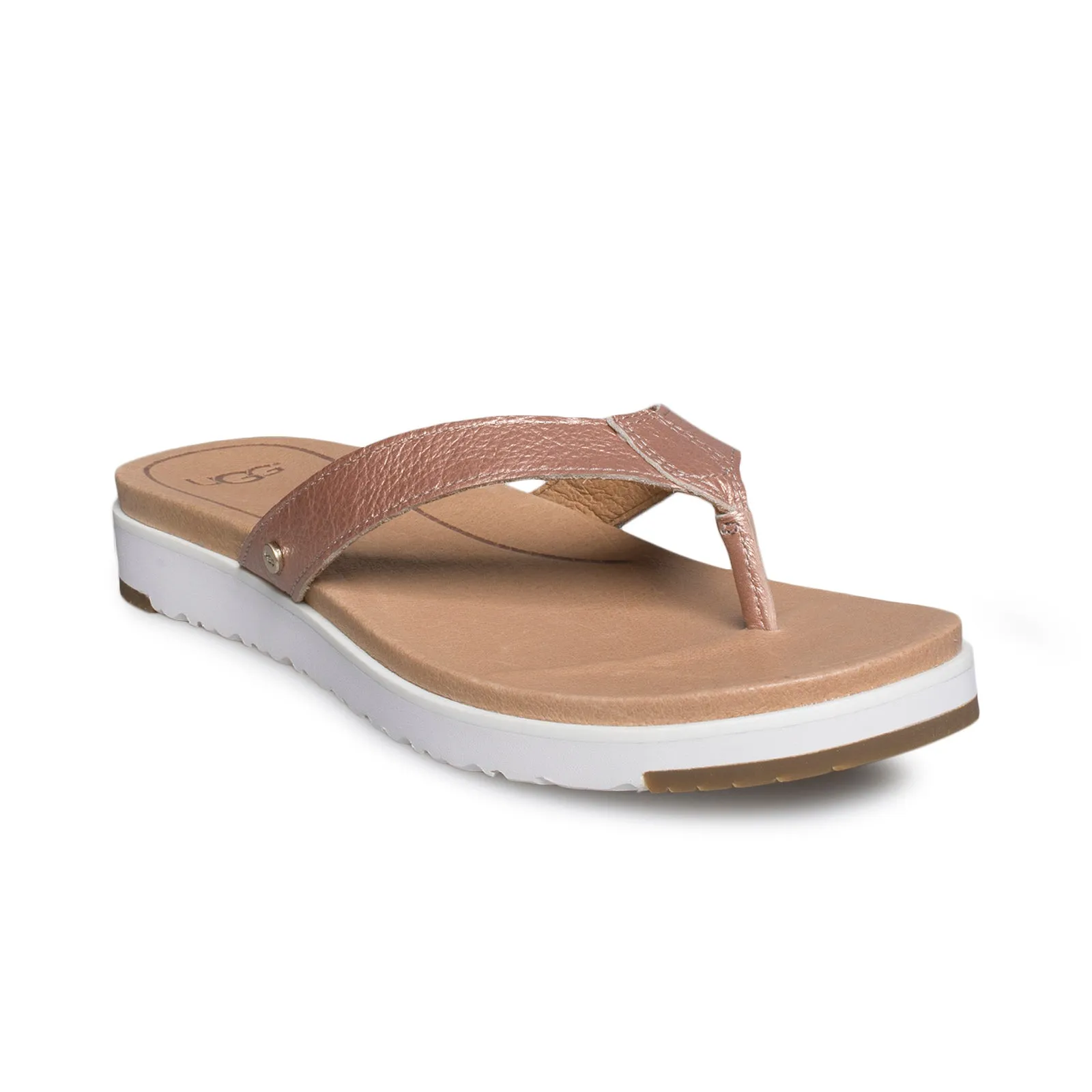 UGG Lorrie Metallic Rose Gold Flip Flops - Women's