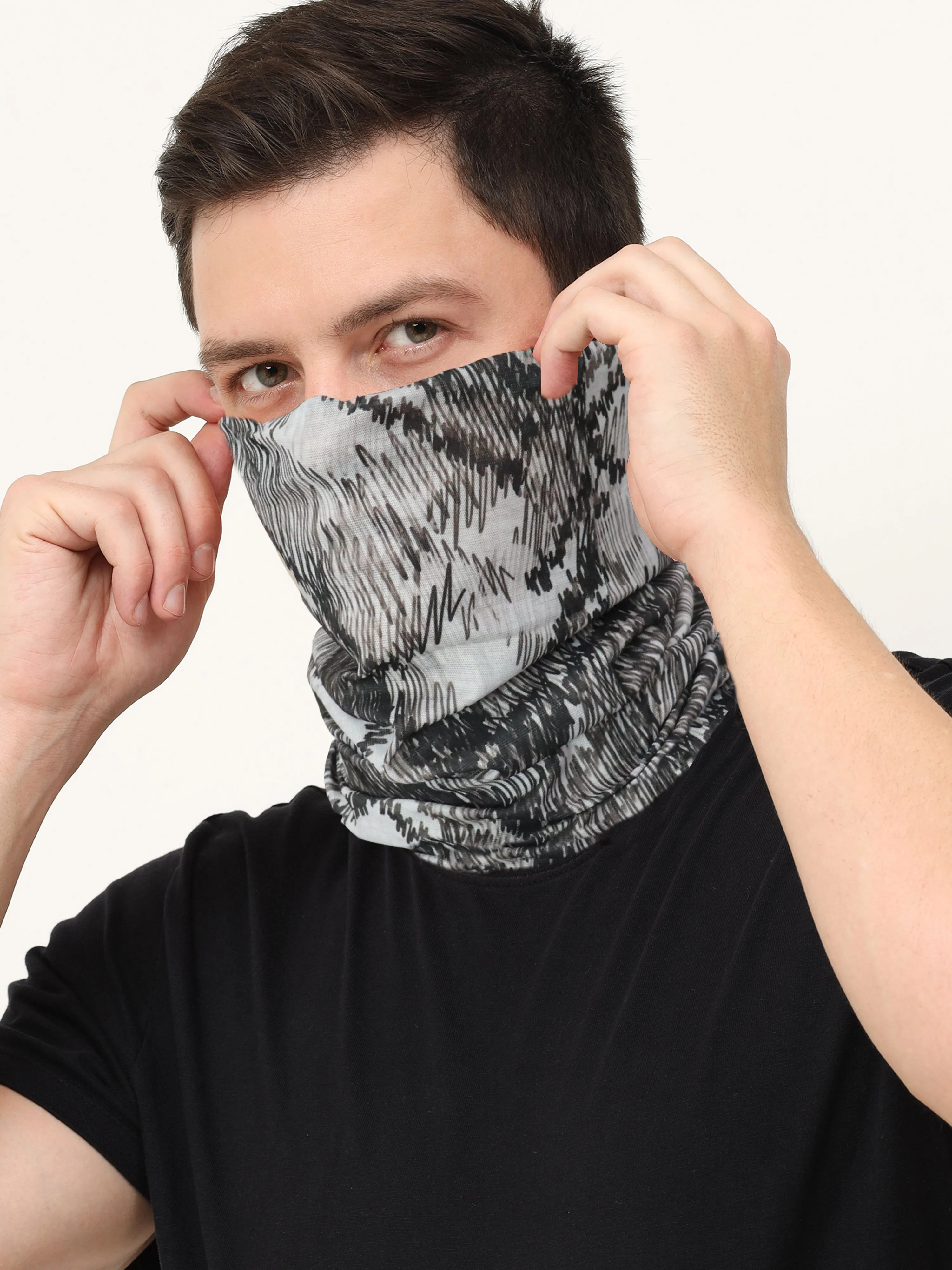 UrGear Men Women Unisex Adults and Kids Black Printed Bamboo Anti Microbial Multipurpose FREE SIZE Bandana
