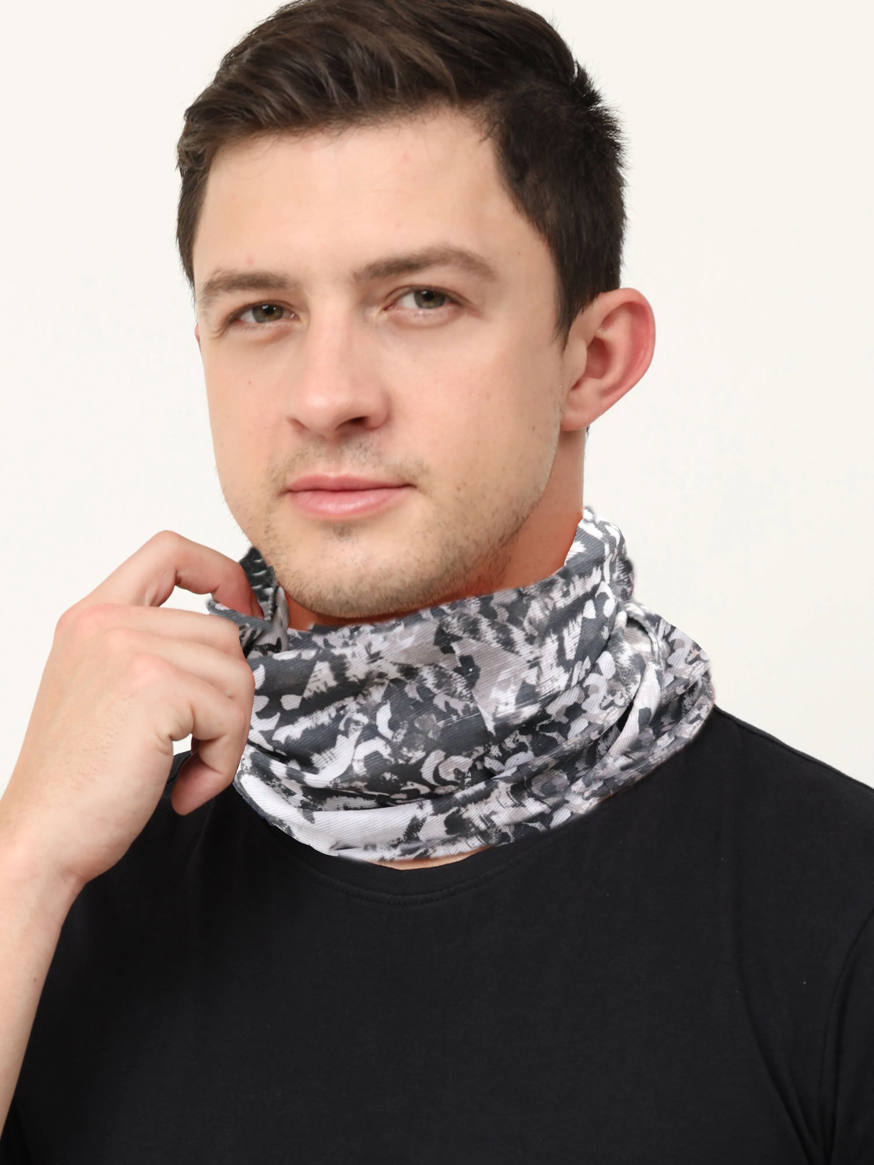 UrGear Men Women Unisex Adults and Kids Black Printed Bamboo Anti Microbial Multipurpose FREE SIZE Bandana