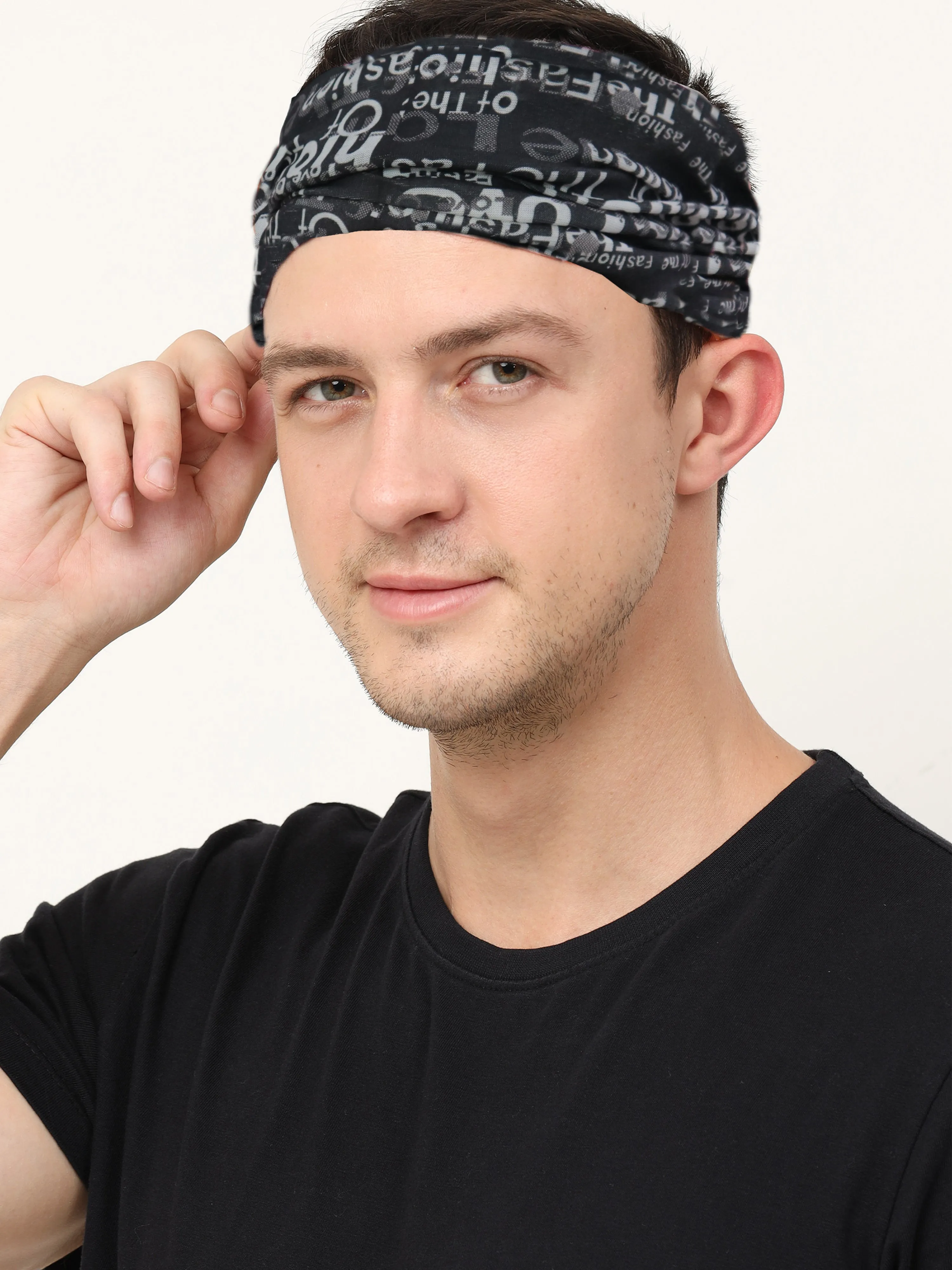 UrGear Men Women Unisex Adults and Kids Black Printed Bamboo Anti Microbial Multipurpose FREE SIZE Bandana
