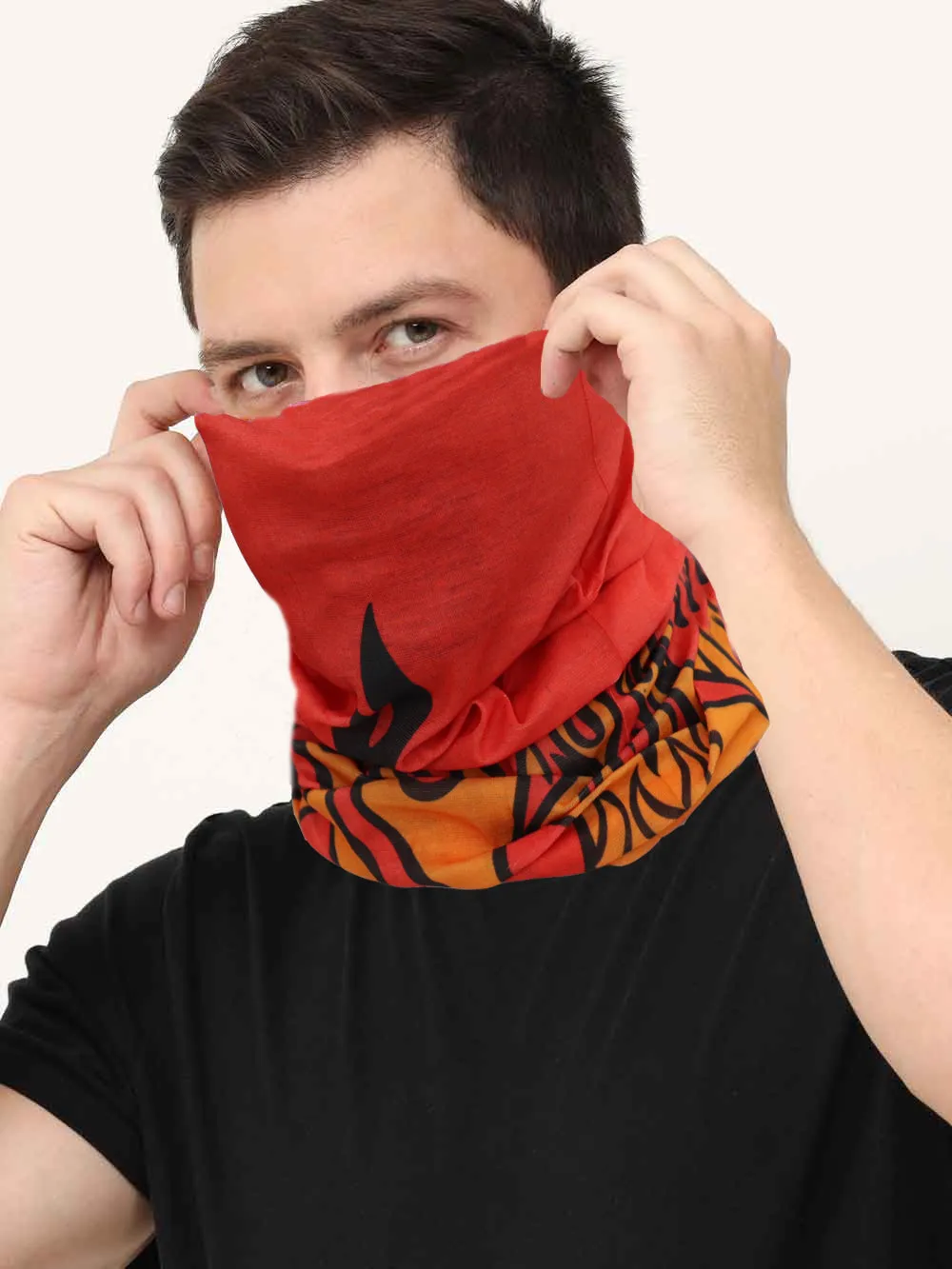 UrGear Men Women Unisex Adults and Kids Black Red Printed Bamboo Anti Microbial Multipurpose FREE SIZE Bandana