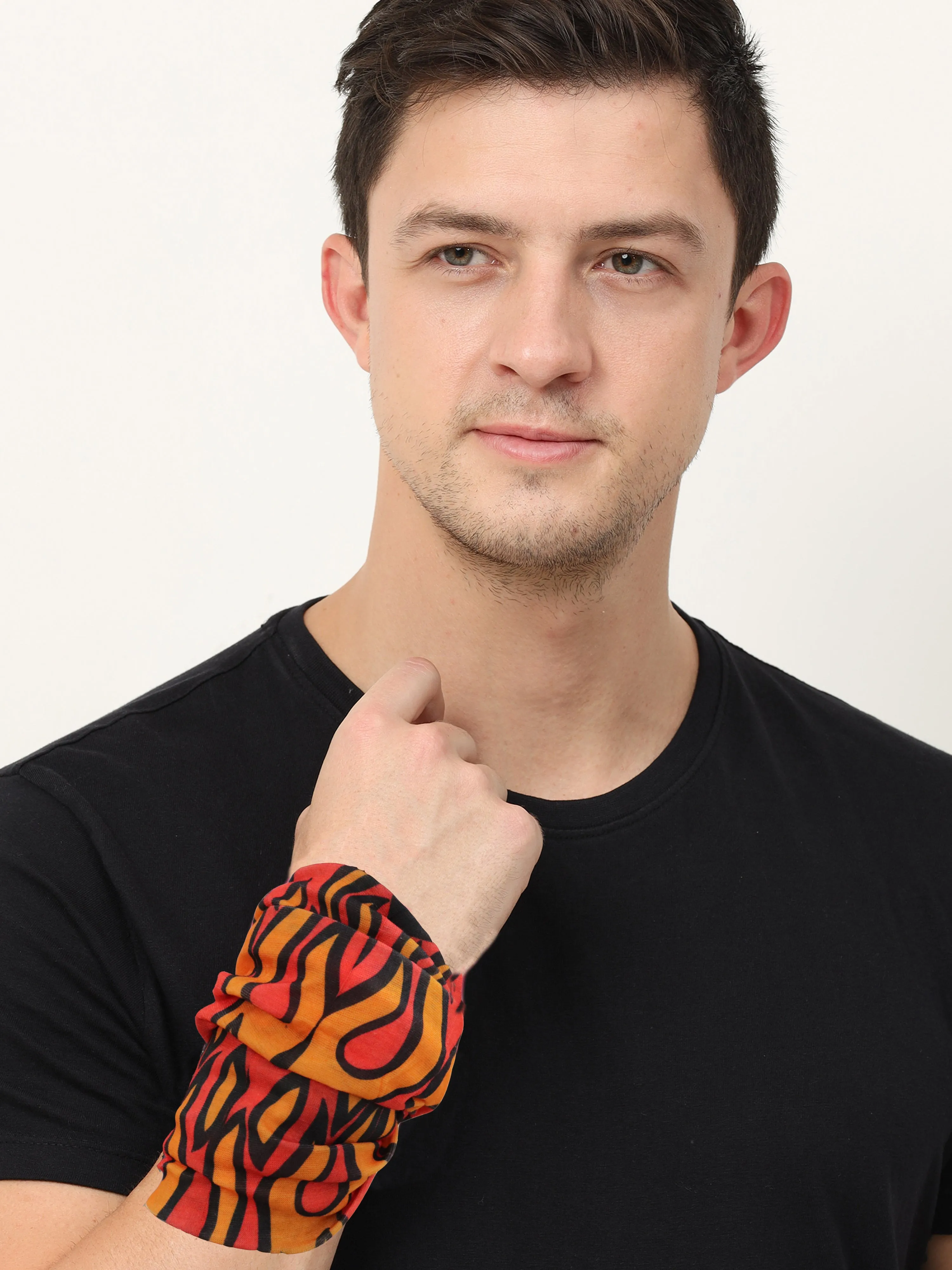 UrGear Men Women Unisex Adults and Kids Black Red Printed Bamboo Anti Microbial Multipurpose FREE SIZE Bandana