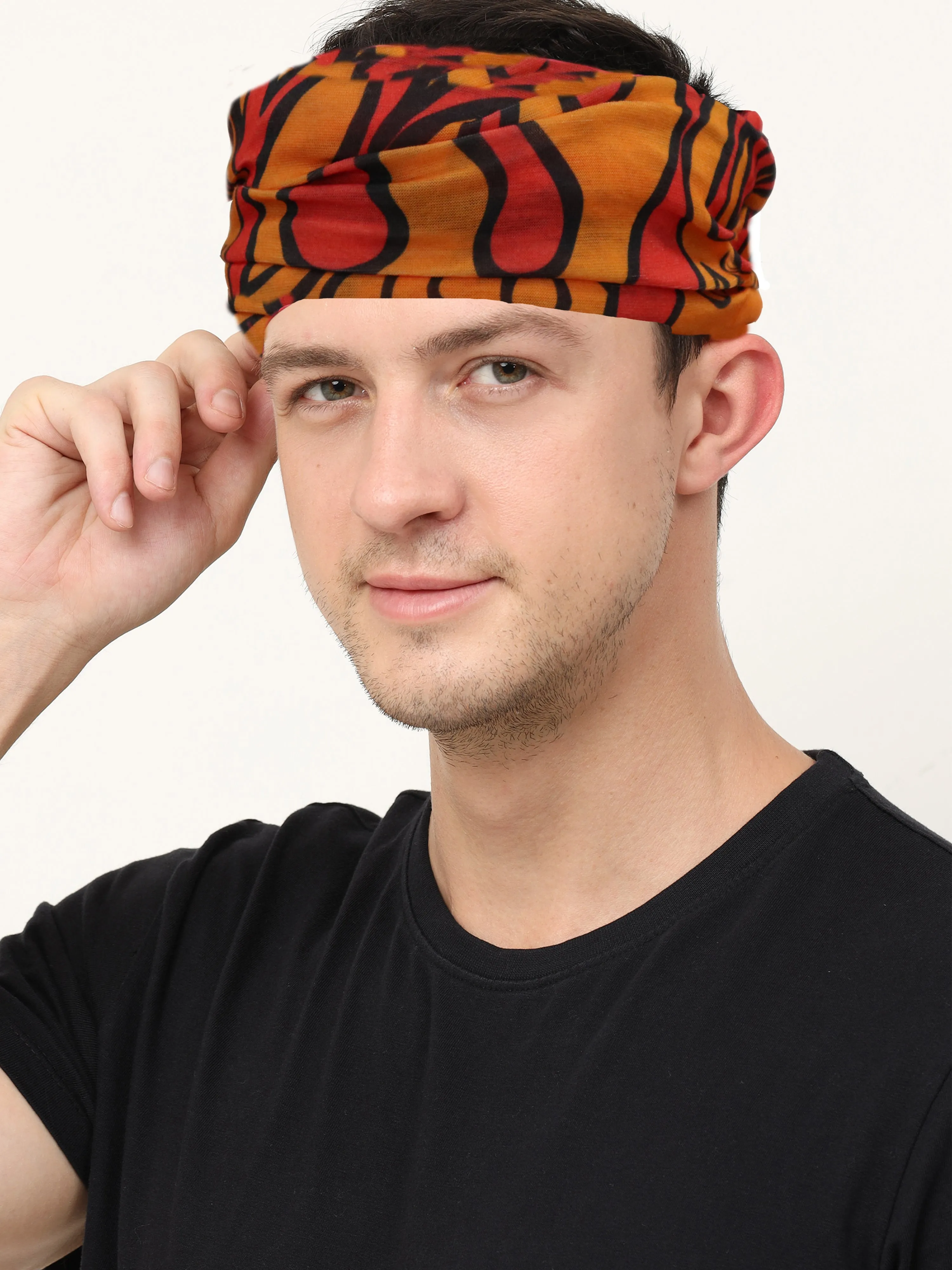 UrGear Men Women Unisex Adults and Kids Black Red Printed Bamboo Anti Microbial Multipurpose FREE SIZE Bandana