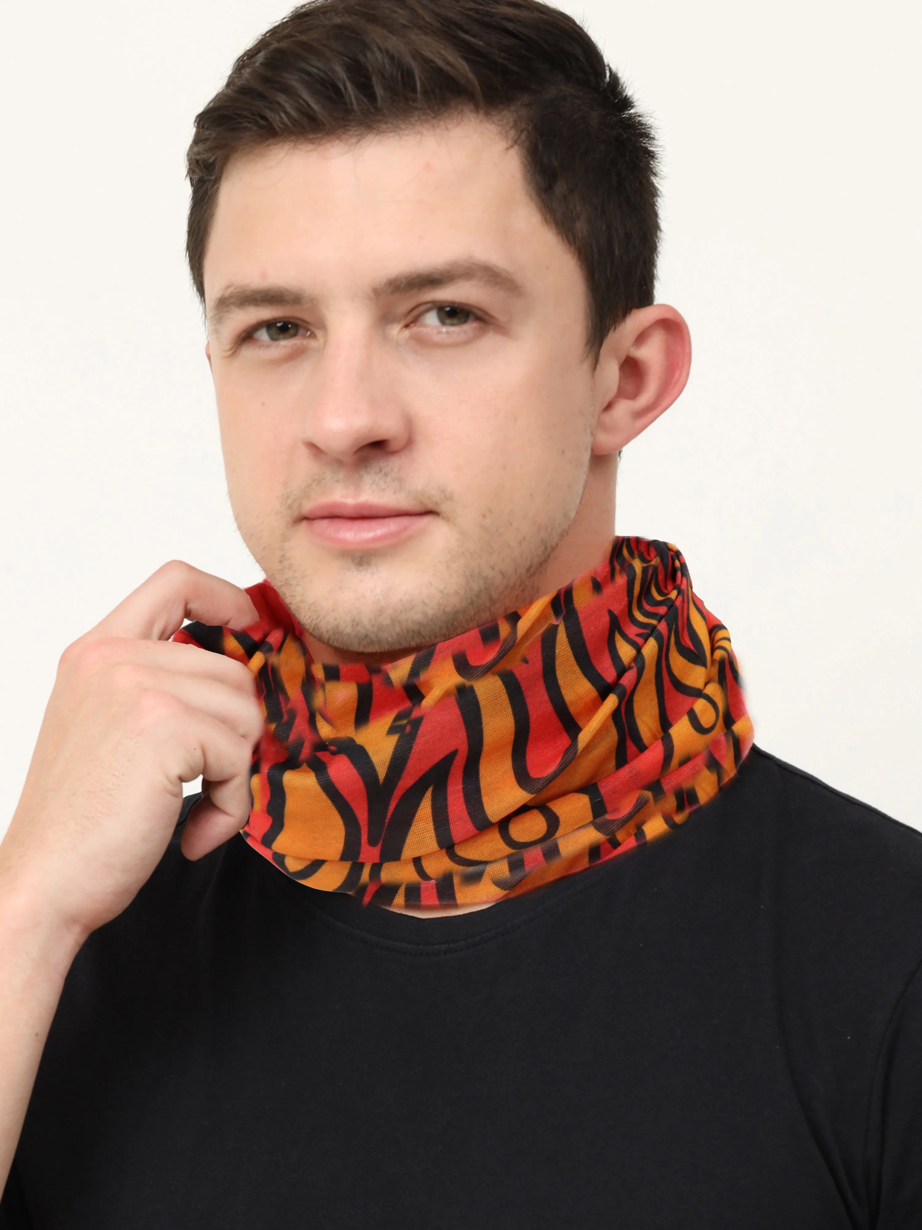UrGear Men Women Unisex Adults and Kids Black Red Printed Bamboo Anti Microbial Multipurpose FREE SIZE Bandana