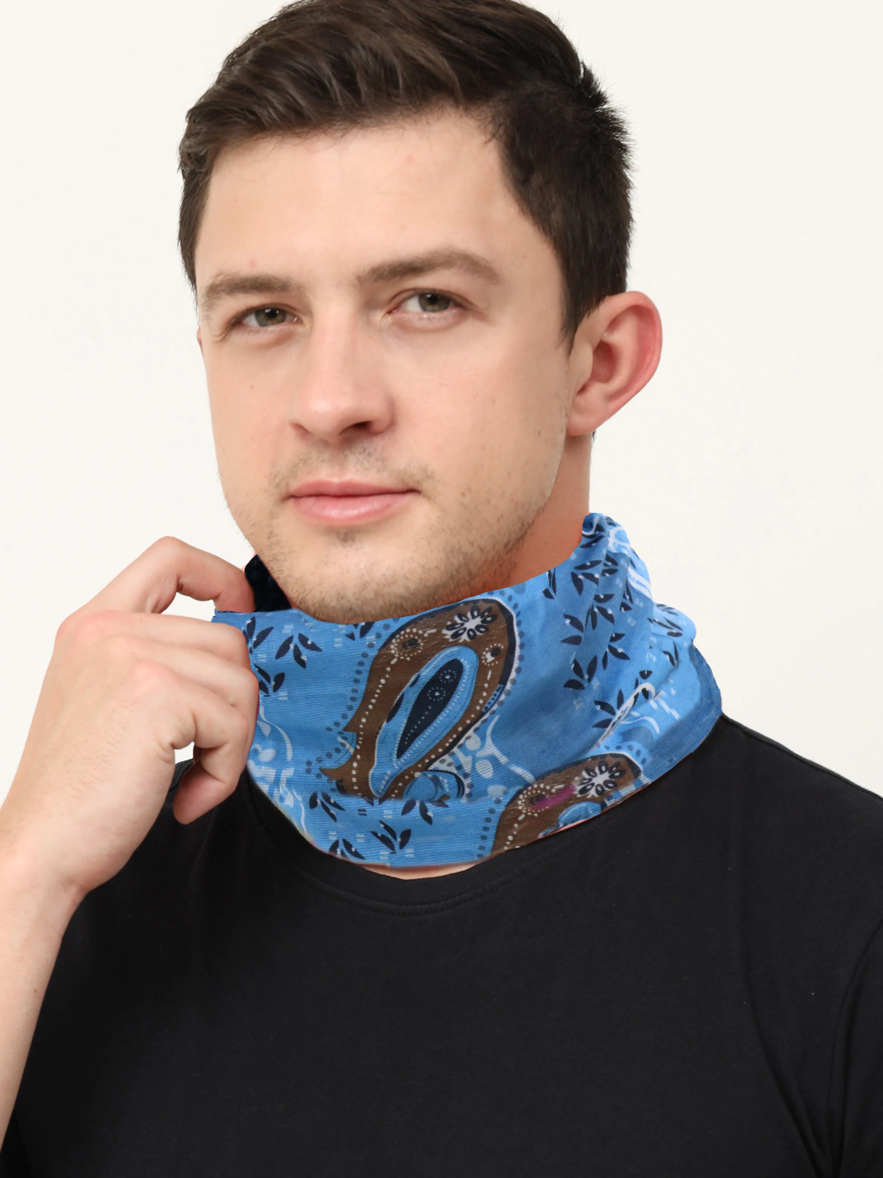 UrGear Men Women Unisex Adults and Kids Blue Printed Bamboo Anti Microbial Multipurpose FREE SIZE Bandana