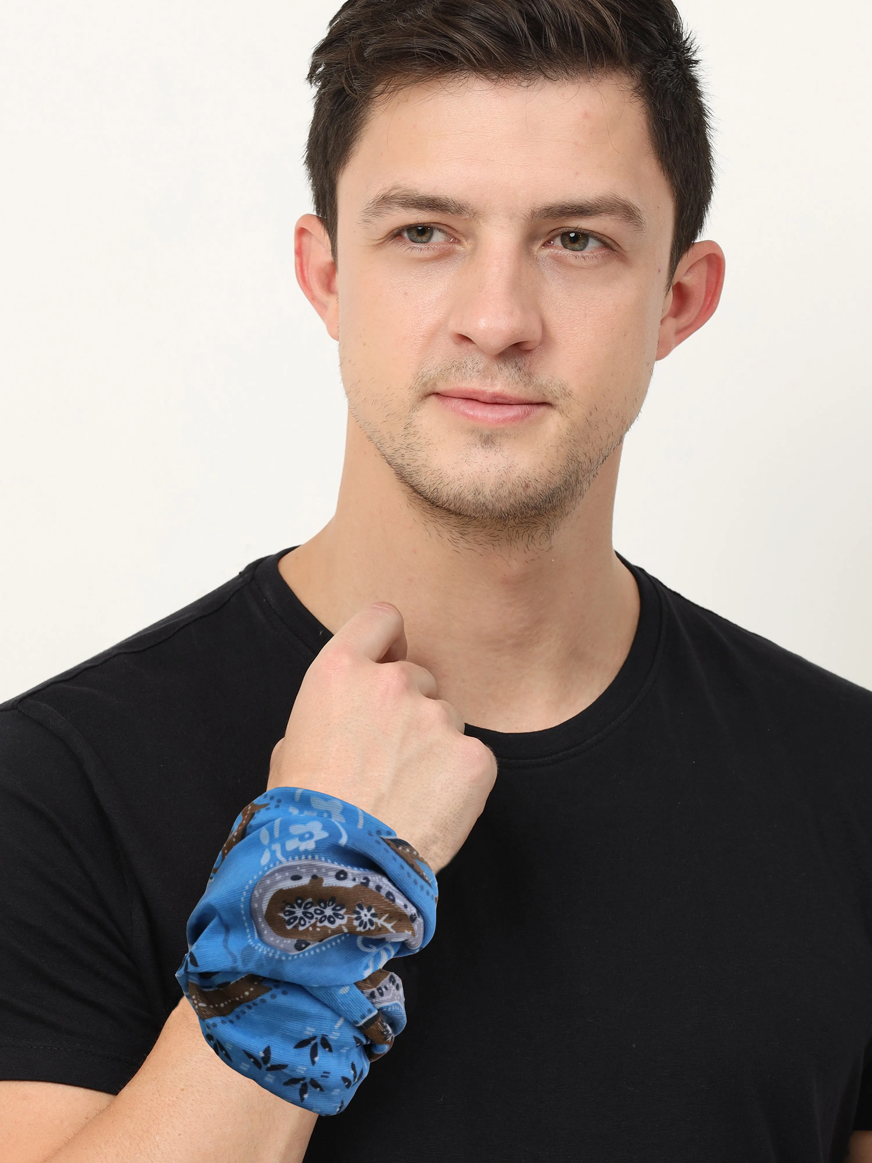 UrGear Men Women Unisex Adults and Kids Blue Printed Bamboo Anti Microbial Multipurpose FREE SIZE Bandana
