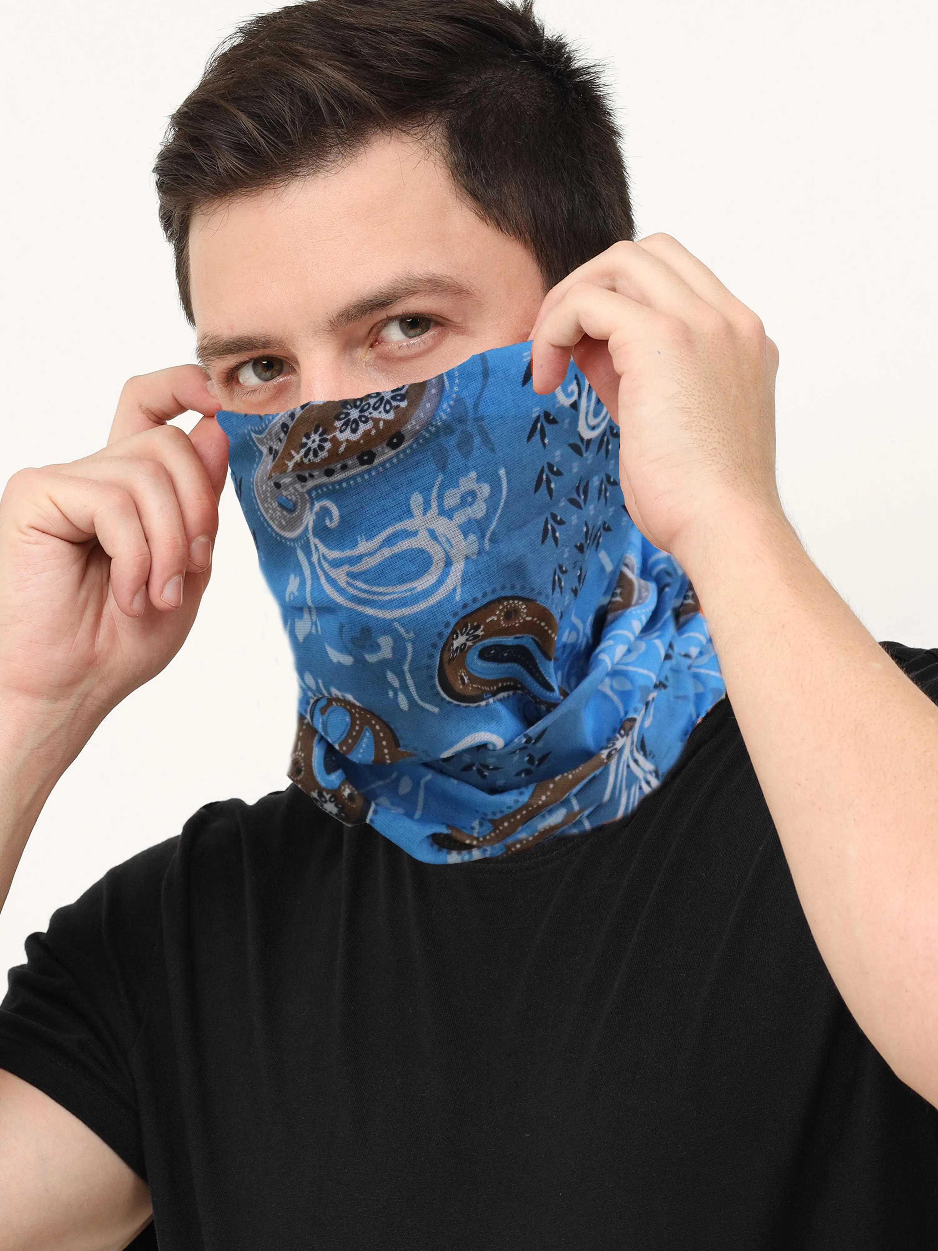 UrGear Men Women Unisex Adults and Kids Blue Printed Bamboo Anti Microbial Multipurpose FREE SIZE Bandana