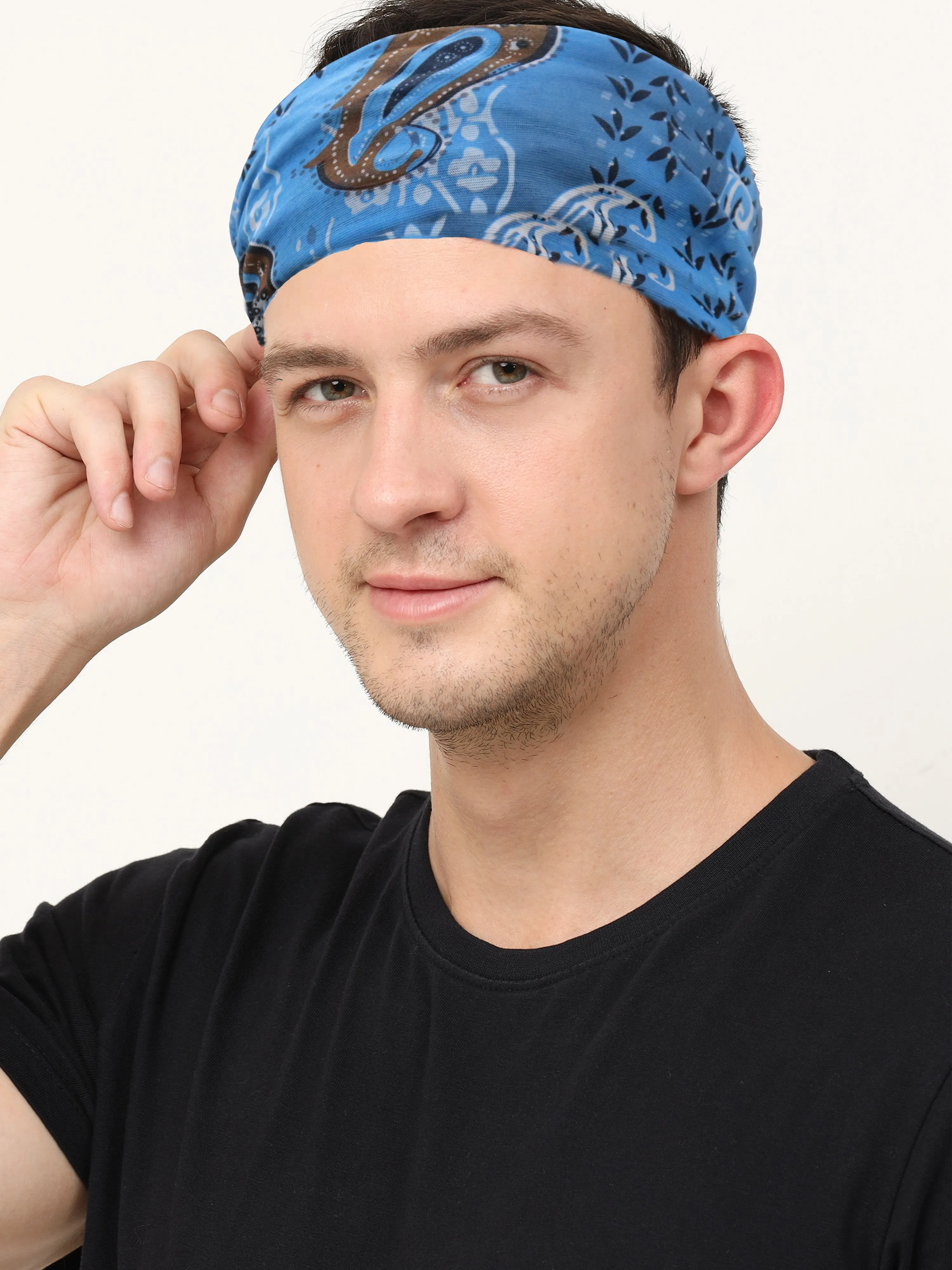 UrGear Men Women Unisex Adults and Kids Blue Printed Bamboo Anti Microbial Multipurpose FREE SIZE Bandana