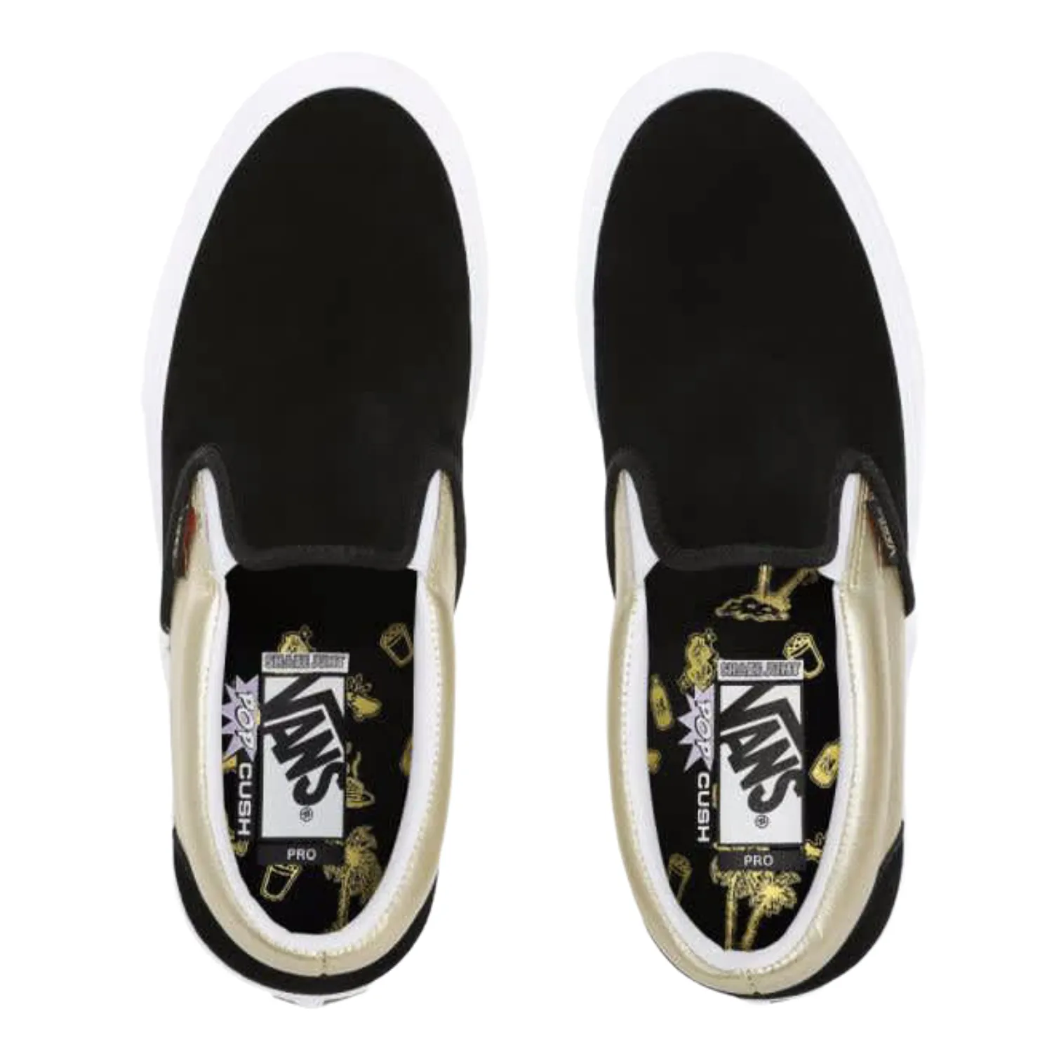 Vans Shake Junt Slip On Pro Skate Shoes - Black / Metallic Gold / White