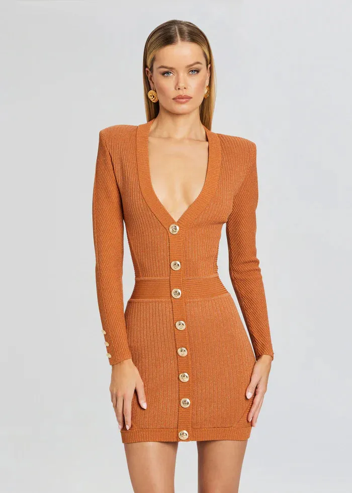 Zem Rib Knit Dress - Metallic Rust